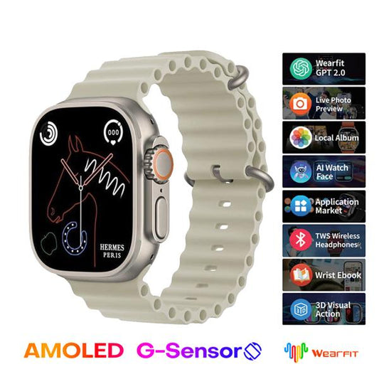 Hk10 Ultra 3 2.02 Amoled Display G-sensor Ai Features with Wearfit Pro App 2 Straps