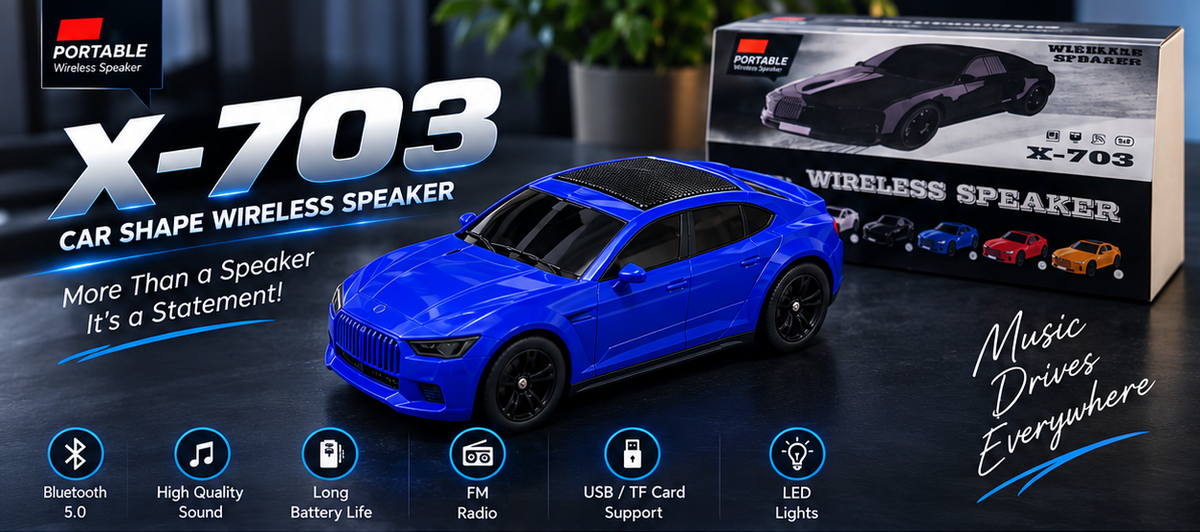 X-703 Car Shape Wireless Bluetooth Speaker ā Powerful Sound, Stylish Design & Portable Music!
