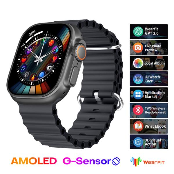 Hk10 Ultra 3 2.02 Amoled Display G-sensor Ai Features with Wearfit Pro App 2 Straps