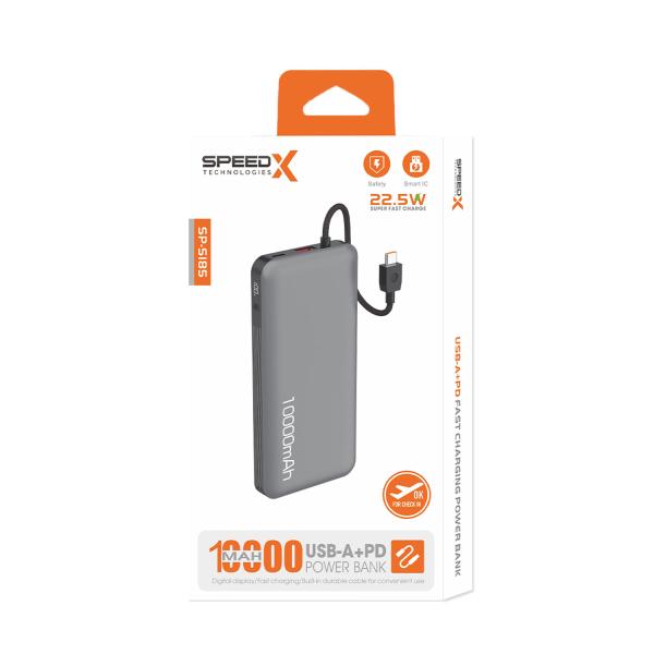 SpeedX Sp-s185 22.5w 10000mah Super-Fast Charging Power Bank