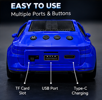X-703 Car Shape Wireless Bluetooth Speaker – Powerful Sound, Stylish Design & Portable Music!