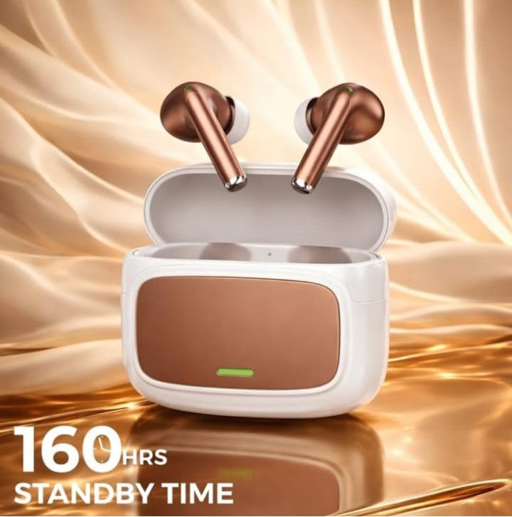 True Wireless Earbuds Bluetooth 5.4 with Quad Mic ENC, Up to 70 Hours Playtime, 13mm Drivers, Low Latency Mode, Touch Controls and Charging Case (Brown)