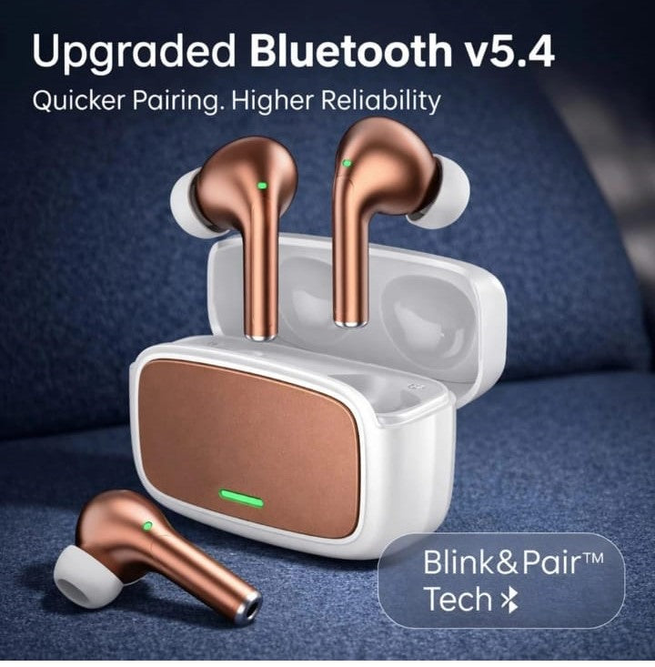 True Wireless Earbuds Bluetooth 5.4 with Quad Mic ENC, Up to 70 Hours Playtime, 13mm Drivers, Low Latency Mode, Touch Controls and Charging Case (Brown)