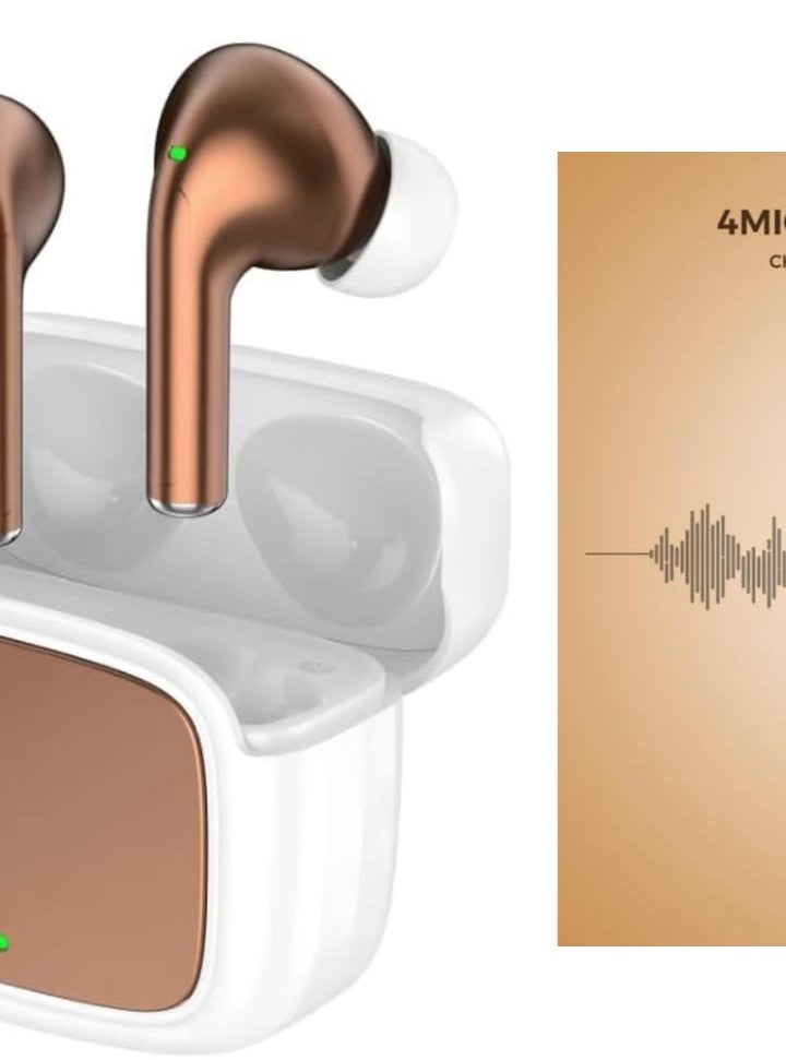 True Wireless Earbuds Bluetooth 5.4 with Quad Mic ENC, Up to 70 Hours Playtime, 13mm Drivers, Low Latency Mode, Touch Controls and Charging Case (Brown)