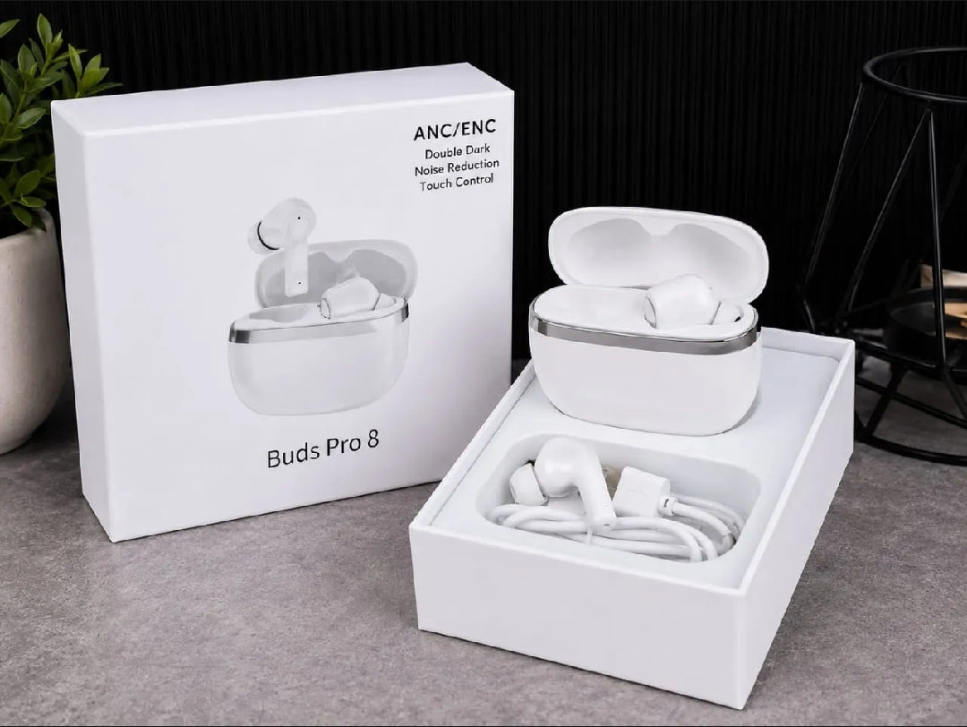 Buds Pro 8 ANC/ENC Wireless Bluetooth Earbuds | Bluetooth 5.3 | Deep Bass HD Sound | Touch Control | Noise Cancelling | Fast Charging | Long Battery | TWS Earphones for Android