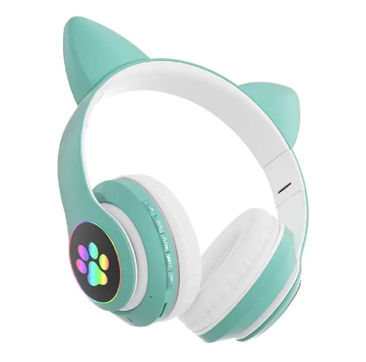 New STN 28 Cat Ear Bluetooth 5.0 Stereo Headset with RGB Lighting, Microphone, TF Card Support, and Universal Compatibility