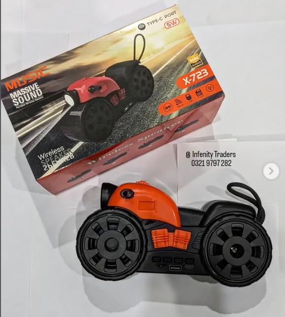 X-723 Motorcycle Shape Bluetooth Speaker | 5W Portable Wireless Speaker | RGB LED, FM, TF, USB, Type-C | Dual Mode